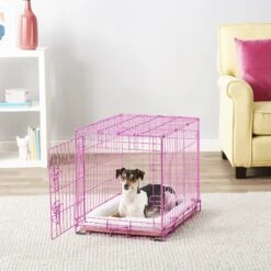 Frisco Fold & Carry Single Door Collapsible Wire Dog Crate, Pink -Frisco 160806 PT6. AC SS1800 V1561066044