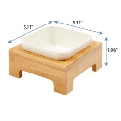 Frisco Square Melamine Dog & Cat Bowl With Bamboo Stand -Frisco 232072 PT6. AC SS1800 V1605756717