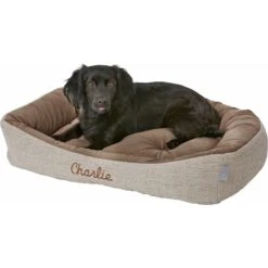 Frisco Rectangular Personalized Bolster Dog Bed W/Removable Cover, Beige, Large -Frisco 234948 PT1. AC SS1800 V1600206982