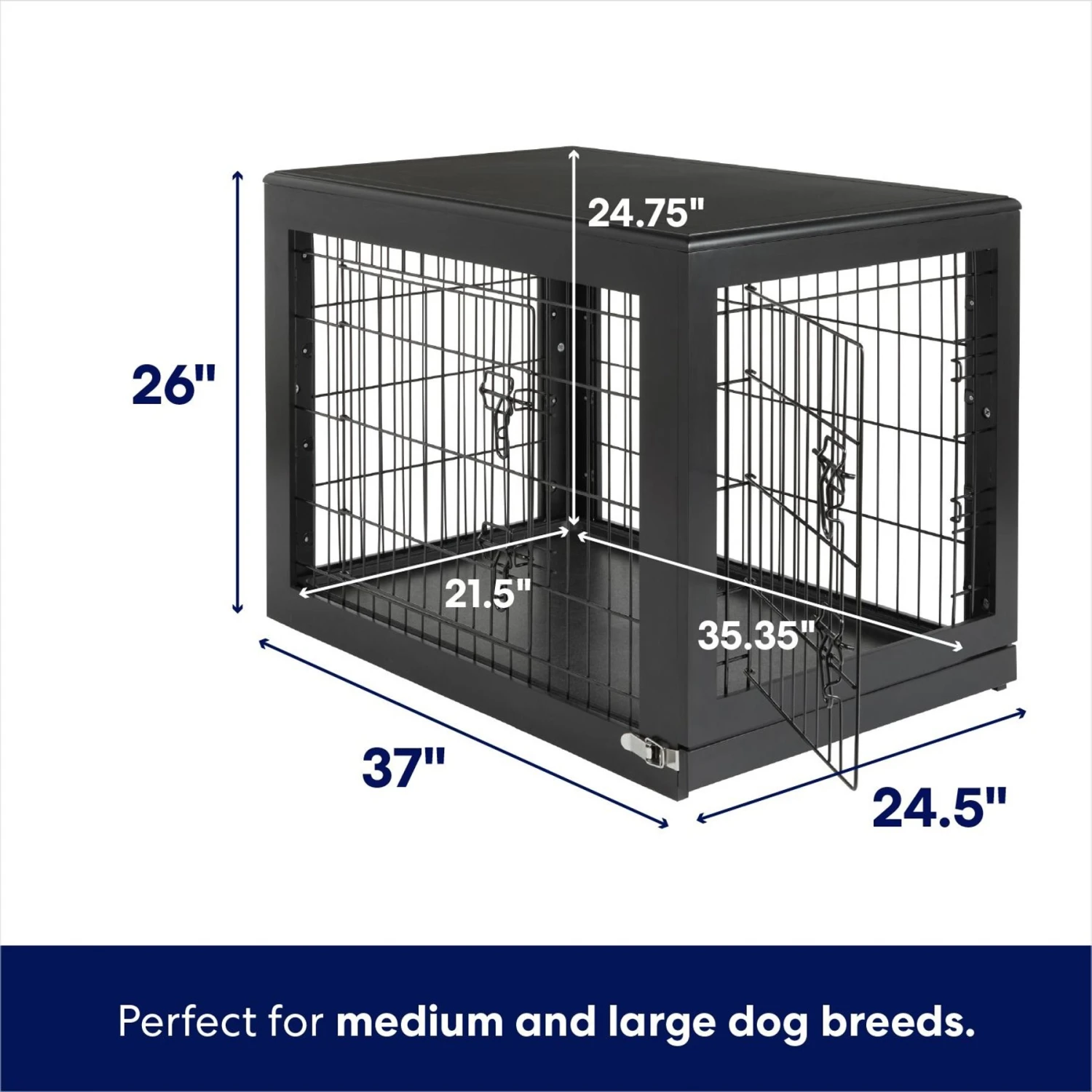 Frisco Double Door Furniture Style Dog Crate, Black 4 Frisco Double Door Furniture Style Dog Crate, Black - Image 2
