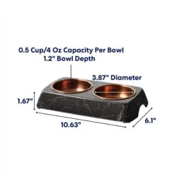 Frisco Copper Stainless Steel Double Dog & Cat Bowls With Black Marble Stand 11 Frisco Copper Stainless Steel Double Dog & Cat Bowls With Black Marble Stand -Frisco 253058 PT1. AC SS1800 V1685732020