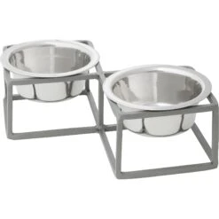 Frisco Elevated Diamond Stainless Steel Double Diner Dog & Cat Bowl -Frisco 257147 PT2. AC SS1800 V1612365678