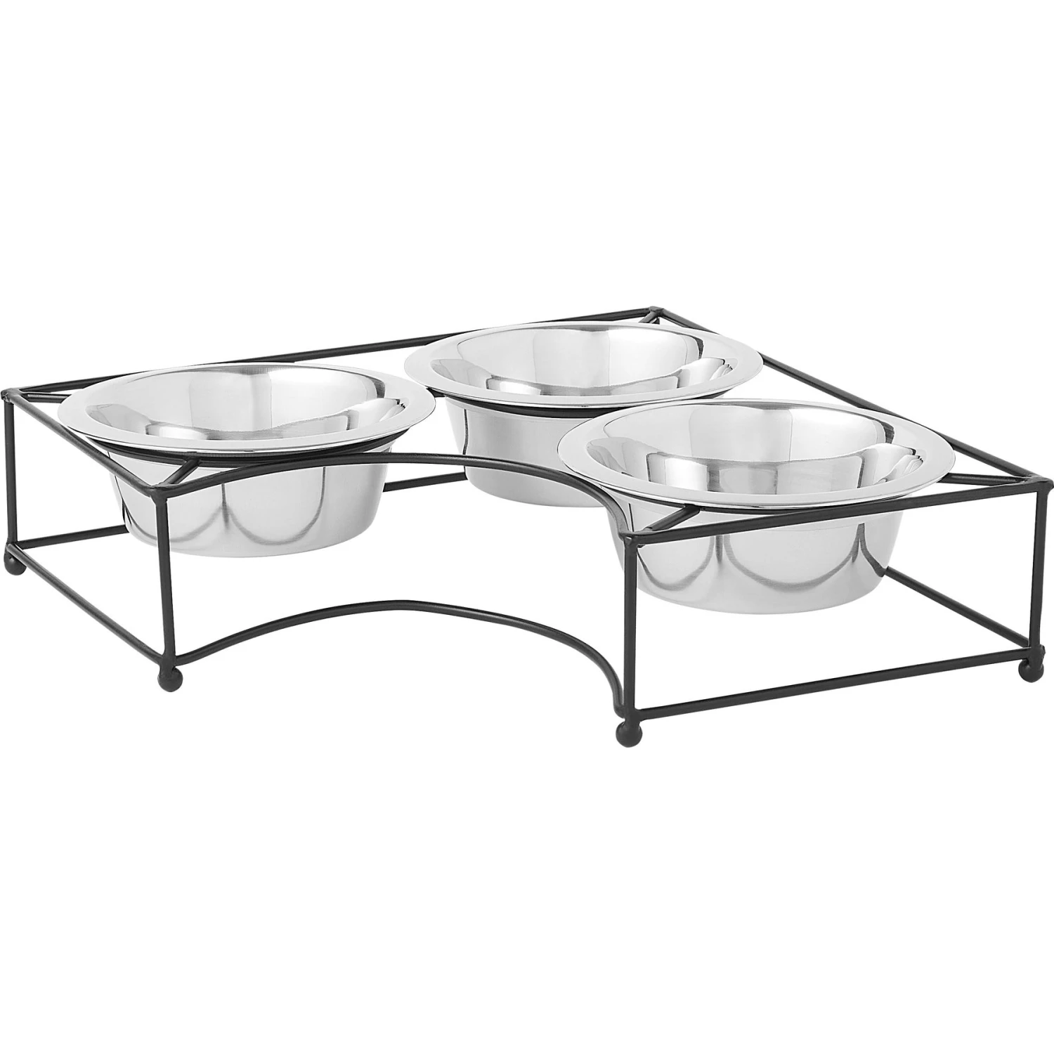 Frisco Multi Pet Feeding Corner 3-Bowls Stainless Steel Dog & Cat Bowl 3 Frisco Multi Pet Feeding Corner 3-Bowls Stainless Steel Dog & Cat Bowl