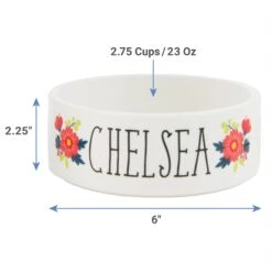 Frisco Flower Ceramic Personalized Dog Bowl -Frisco 286985 PT1. AC SS1800 V1642024535