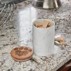 Frisco Ceramic Marble Print Personalized Treat Jar With Wood Lid, 3.75 Cups 10 Frisco Ceramic Marble Print Personalized Treat Jar With Wood Lid, 3.75 Cups -Frisco 301181 PT2. AC SS1800 V1630332462