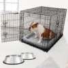 Frisco Fold & Carry Double Door Collapsible Wire Dog Crate & Mat Kit & Frisco Stainless Steel Bowl -Frisco 303428 MAIN. AC SS1800 V1657656797