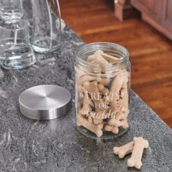 Frisco Paw Print Glass Personalized Treat Jar With Lid, 5 Cup, 40oz -Frisco 309522 PT4. AC SS1800 V1645206391