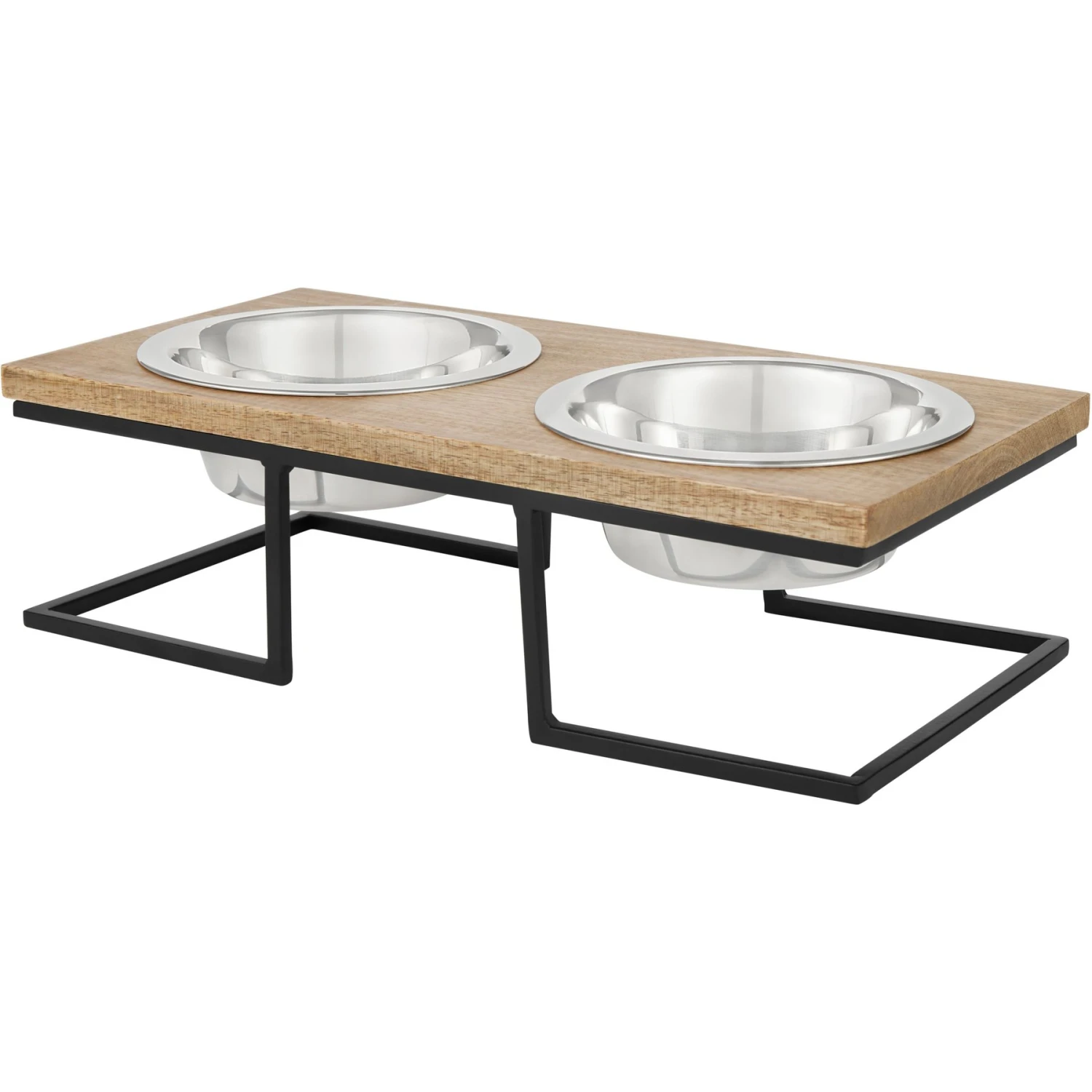 Frisco Premium Wood Elevated Stainless Steel Double Diner Dog & Cat Bowl 3 Frisco Premium Wood Elevated Stainless Steel Double Diner Dog & Cat Bowl