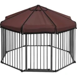 Frisco Outdoor Galvanized Steel 8-Panel Configurable Gate And Playpen With Oxford Roof -Frisco 507086 PT3. AC SS1800 V1666021842