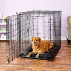 Frisco Heavy Duty Enhanced Lock Double Door Fold & Carry Wire Dog Crate & Mat Kit & MidWest Quiet Time Fleece Dog Crate Mat -Frisco 947398 PT8. AC SS1800 V1693920163