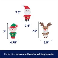 Frisco Holiday Santa's Helpers Plush Squeaky Dog Toy, 3 Count & Frisco Holiday Ho Ho Ho Fetch Squeaky Tennis Ball Dog Toy -Frisco 986214 PT2. AC SS1800 V1698258345